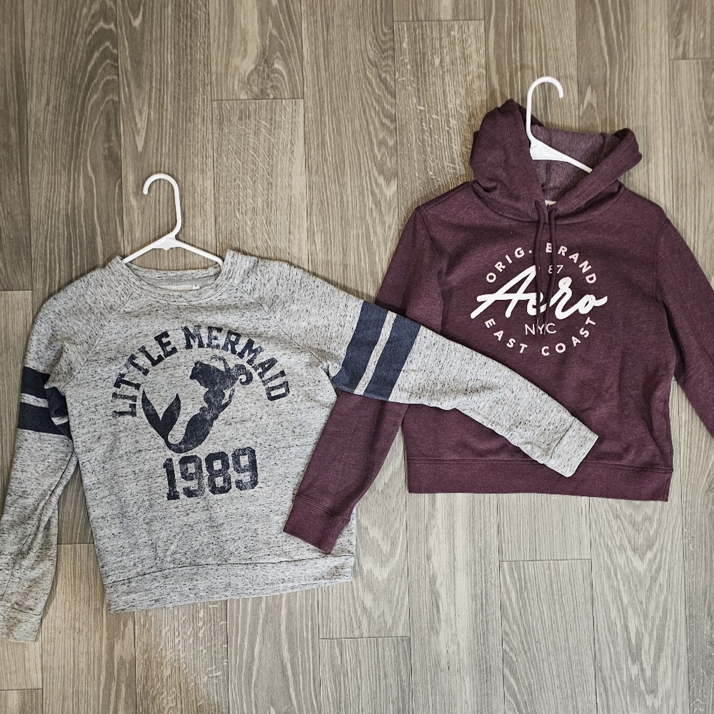 Gray Little Mermaid Sweatshirt and Maroon Aero Hoodie